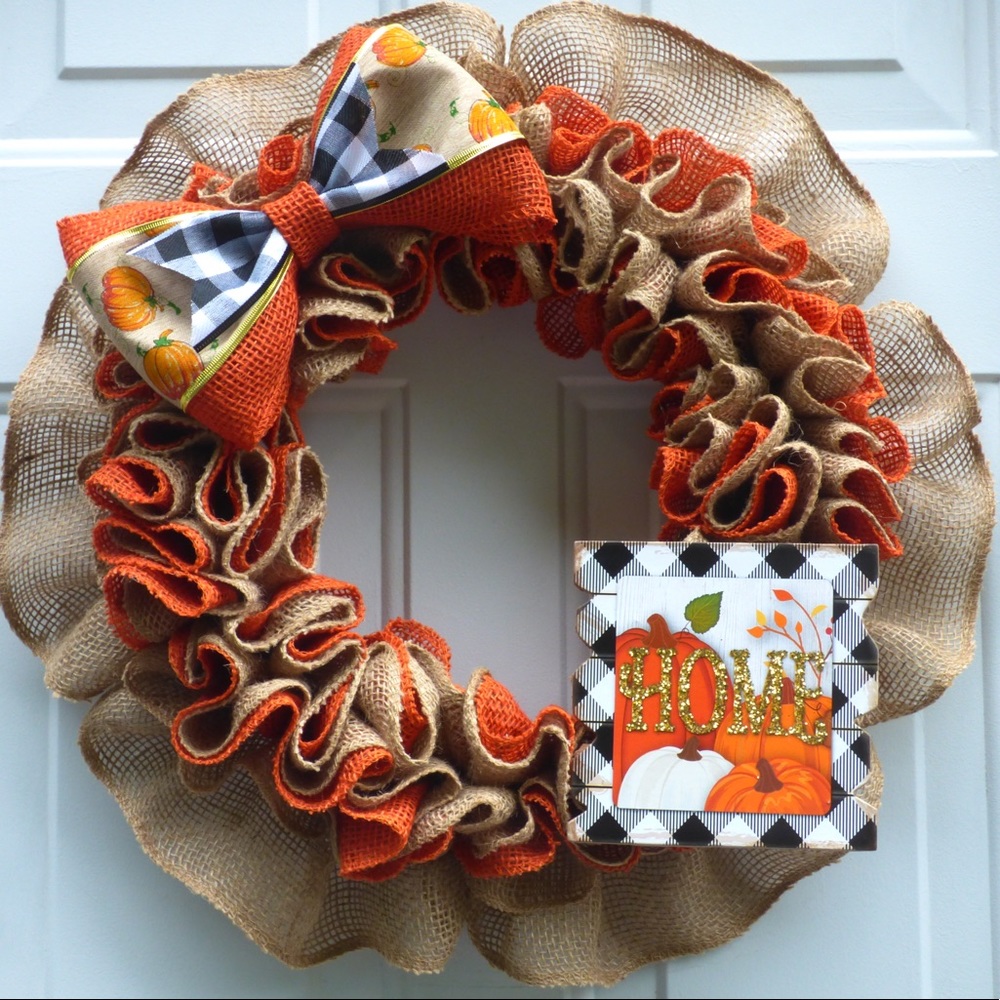 Fall Burlap Wreath for Front Door.